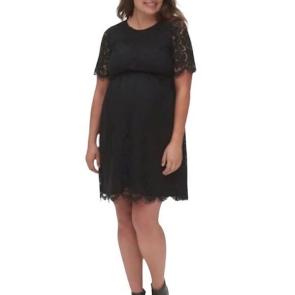 GAP Maternity Black Lace Short Sleeves Dress Evening and Casual Dress size S NWT - Picture 1 of 12